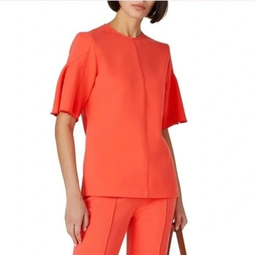 Victoria Beckham Womens Coral Blouse Flutter Sleeve Back Zip Size US 6